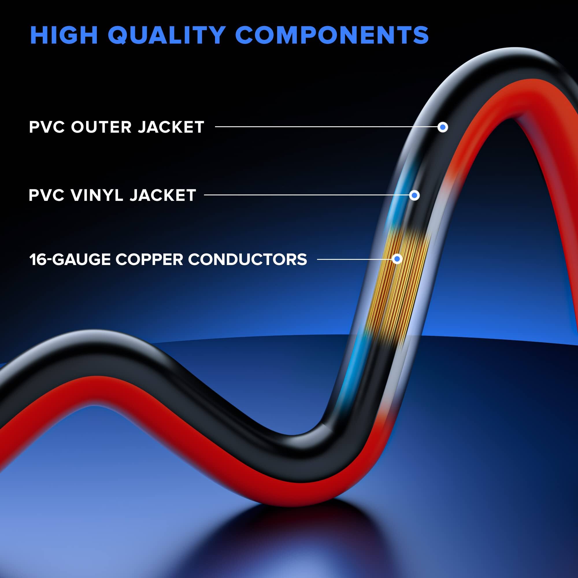 HIGH QUALITY COMPONENTS

- PVC OUTER JACKET
- PVC VINYL JACKET
- 16-GAUGE COPPER CONDUCTORS