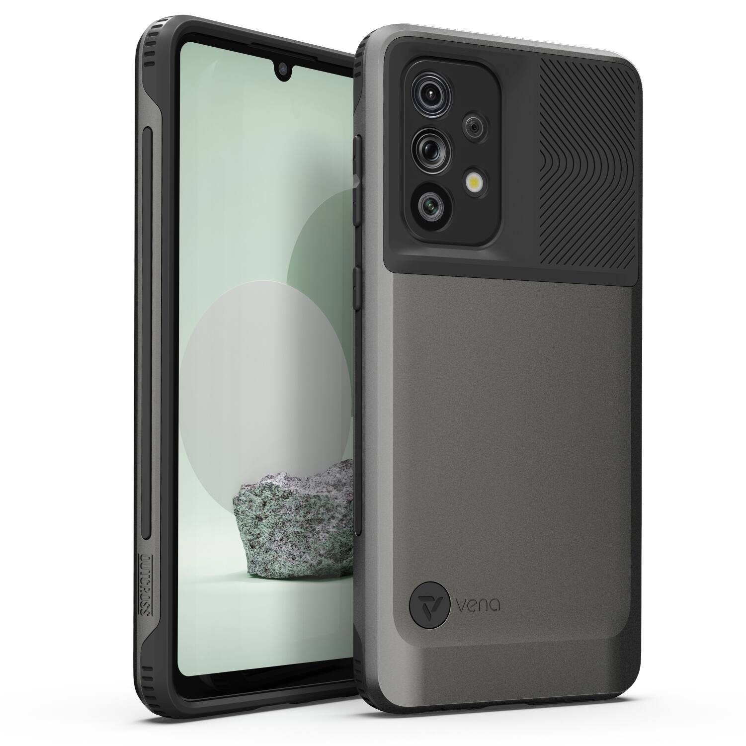 Front. Vena - OutCross for Samsung Galaxy A33 Case with Military Grade Dual Layer Drop Protection - Graphite Gray - Multicolored.