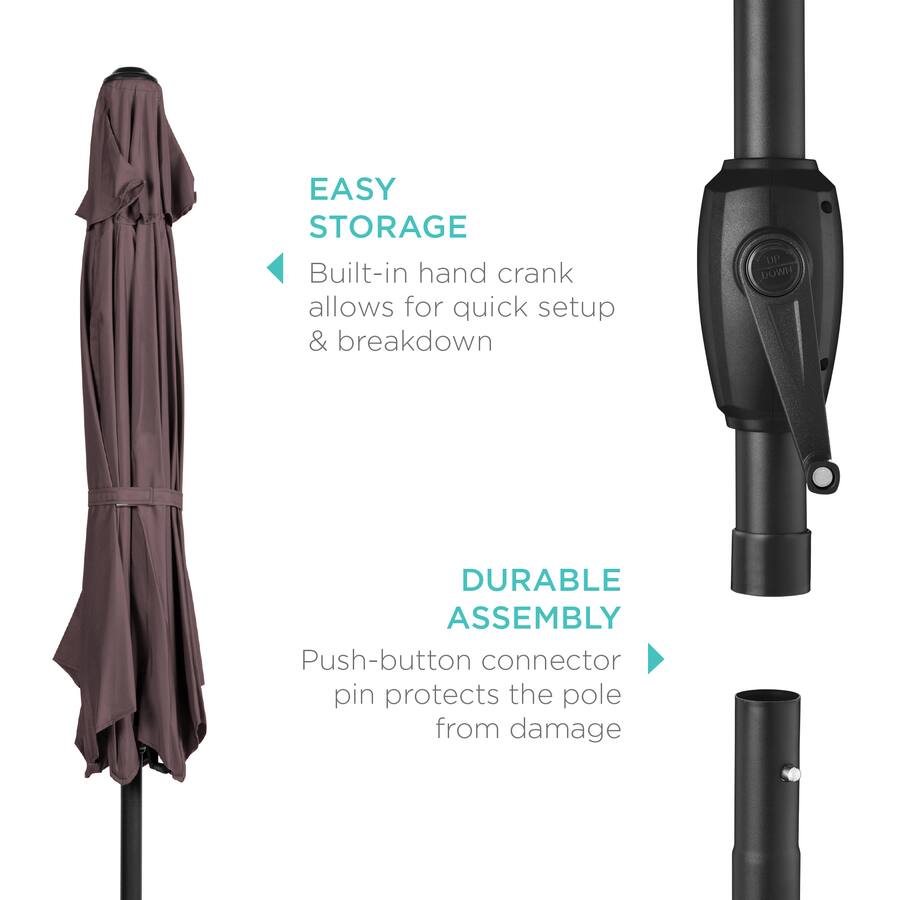 Push Button Support Best Choice Products 7.5ft Heavy Duty Outdoor Market Patio Umbrella w ...