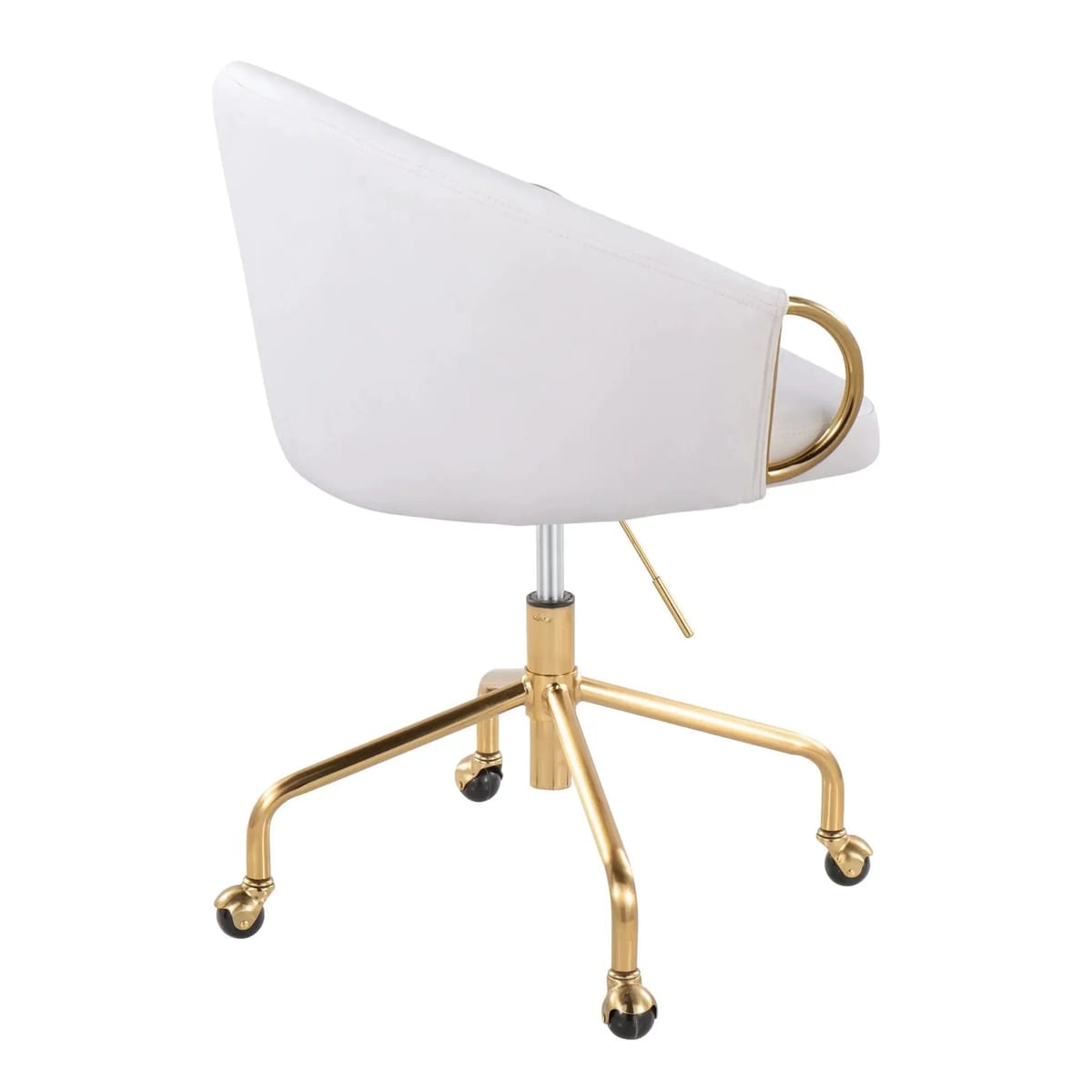 Left. LumiSource - Claire Glam Task Chair Gold Metal Frame White Faux Leather - White.