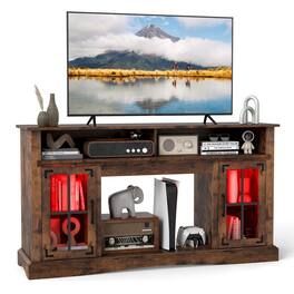 Ecooso - TV Stand with LED Lighting and Remote Control for Home Media Rooms - Rustic Brown