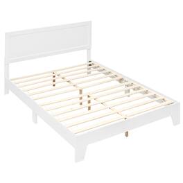 Costway - Queen Size Bed Frame, Modern Platform Bed with Headboard, Under-bed Storage Space - White