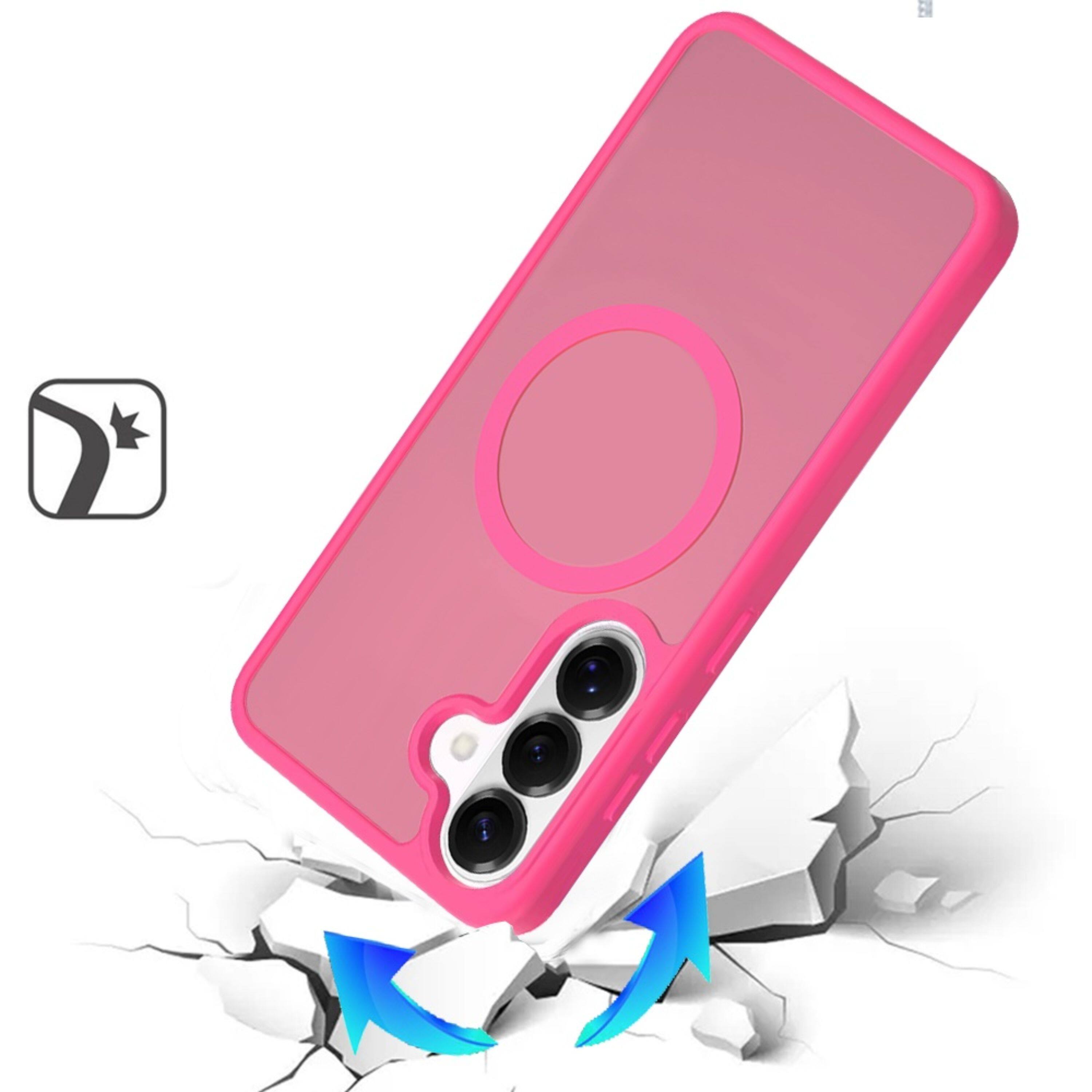 Angle. Kitcheniva - Magnetic Circle Smooth Translucent Plus Tempered Glass For Samsung S26 Hot Pink - Hot Pink.