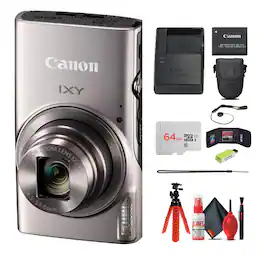 Canon - Compact Digital Camera IXY 650 HS M 12x Optical Zoom - Silver - Bundle