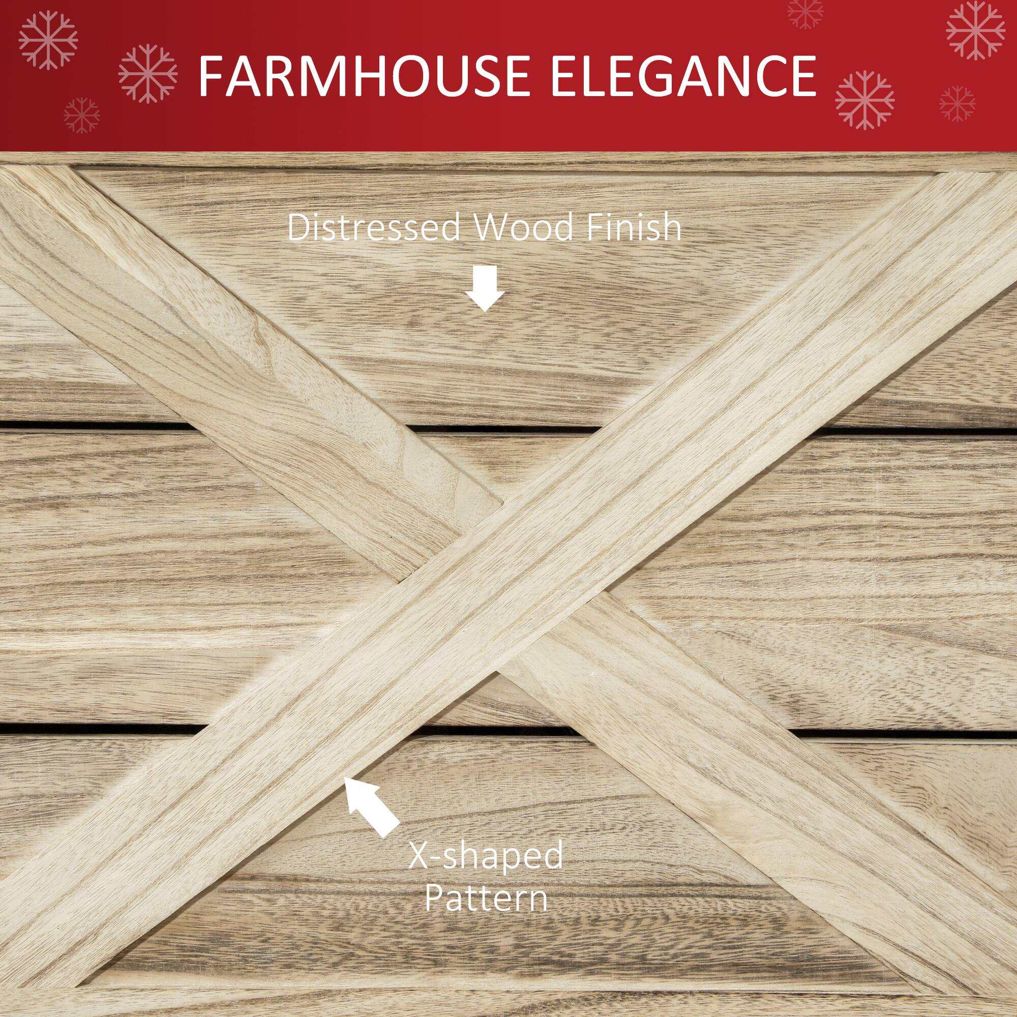 FARMHOUSE ELEGANCE

Distressed Wood Finish

X-shaped Pattern