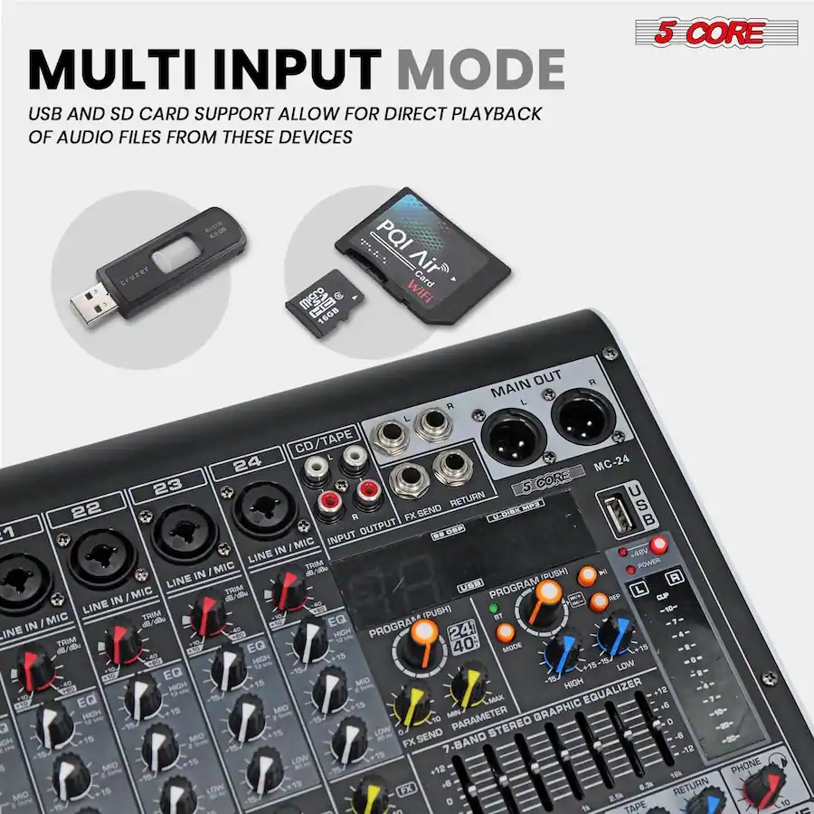 5 CORE Audio Mixer 24 Channel DJ Soundboard USB Interface Bluetooth 5-core-audio-mixer-24-channel-dj-soundboard-usb-interface-bluetooth