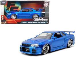 Brian's Nissan GTR Skyline R34 RHD (Right Hand Drive) Blue "Fast & Furious" Movie 1/24 Diecast Model Car by Jada - Blue