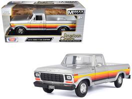 Motormax - 1979 Ford F-150 Custom Pickup Truck with Side Stripes "American Classics" Series 1/24 - Silver Metallic