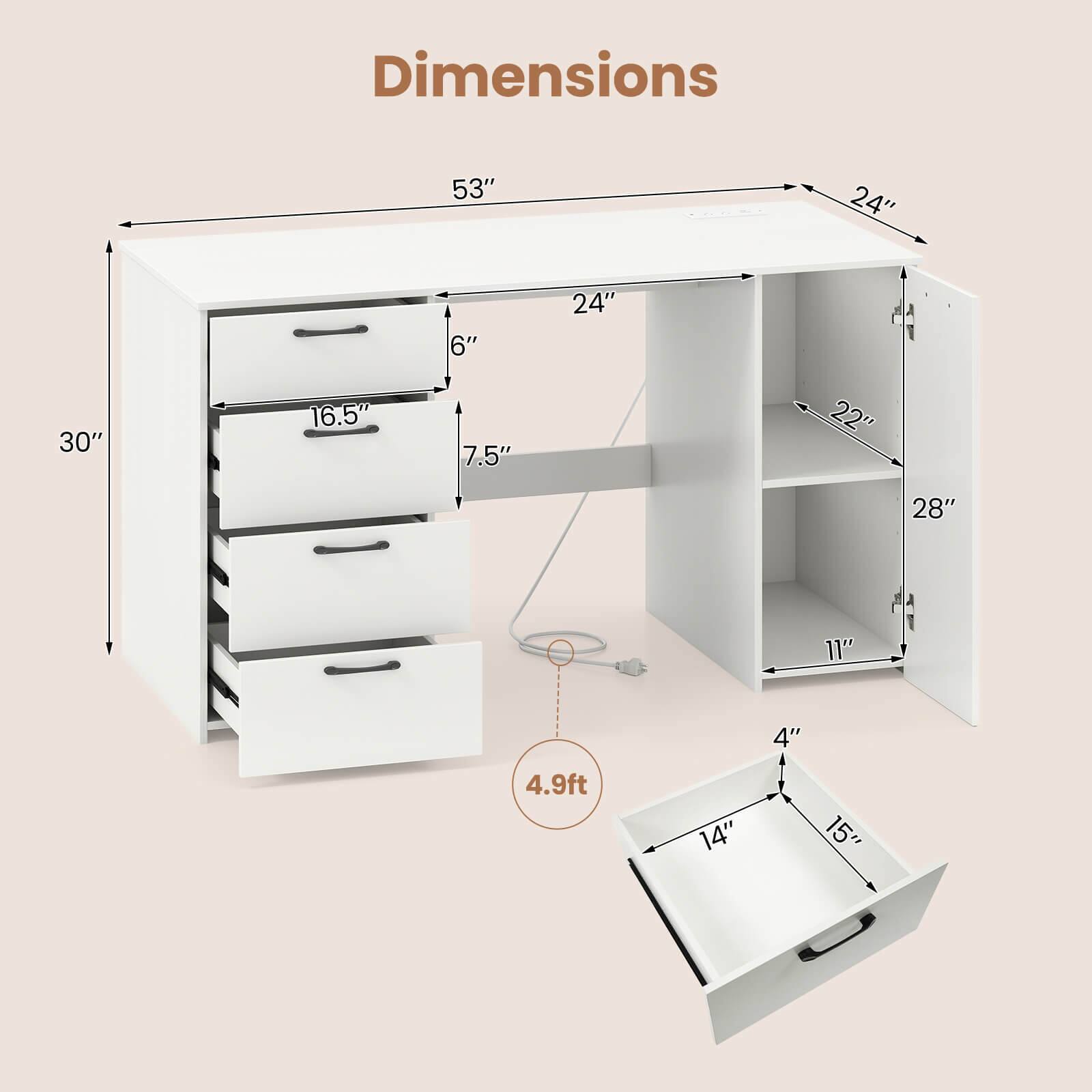 Dimensions: 53" 24" 6" 24" 30" 16.5" 7.5" 22" 28" 11" 4" 4.9ft 14" 15".