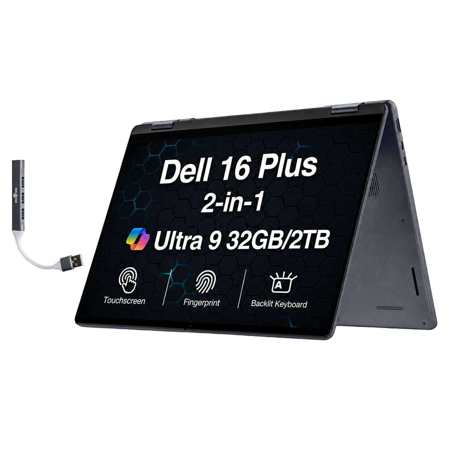 Dell 16 Plus 2-in-1 Ultra 9 32GB/2TB Touchscreen Fingerprint Backlit Keyboard