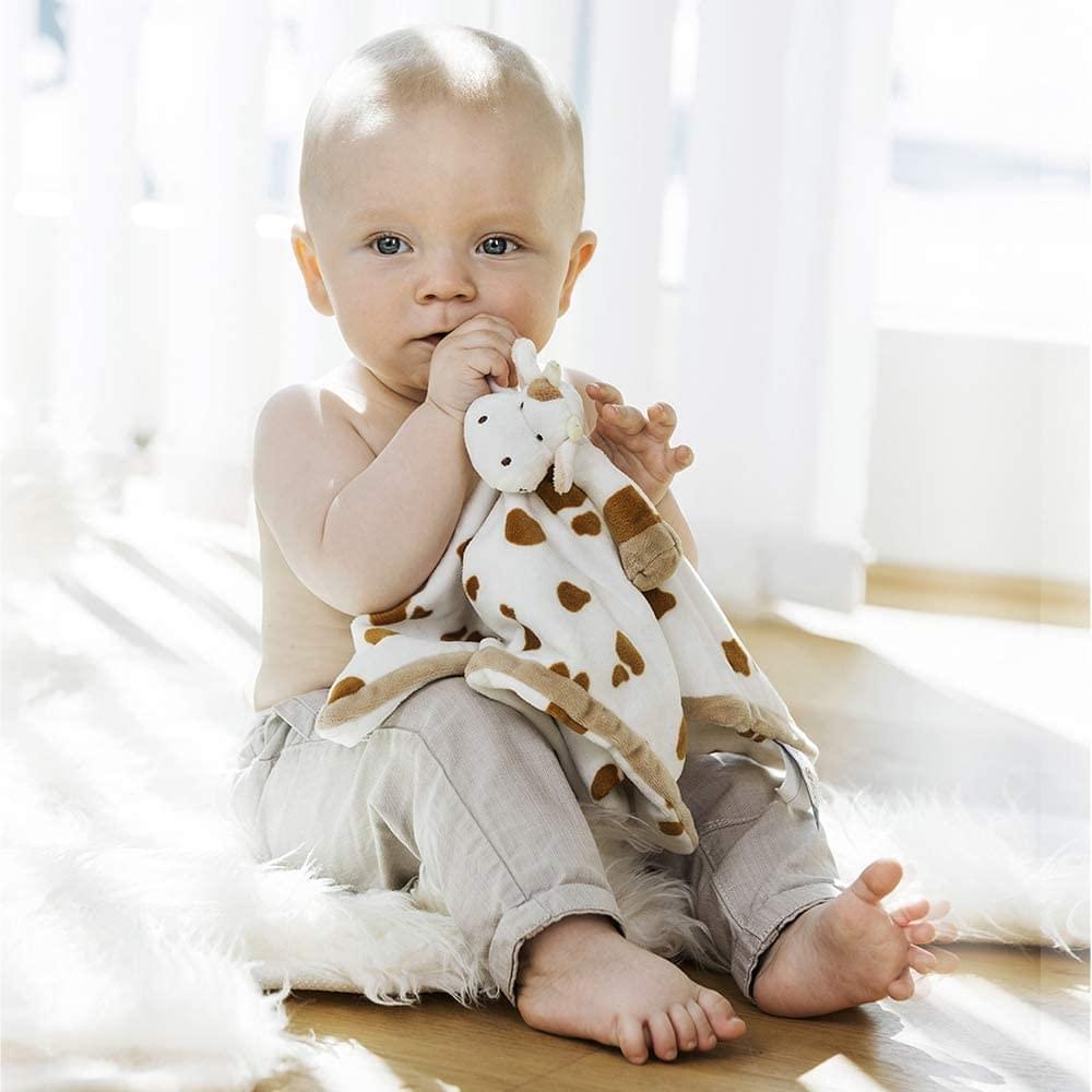 Alt View 2. TriAction Toys - Teddykompaniet Diinglisar Collection 11 Inch Plush Animal Blanket | Cow - White.