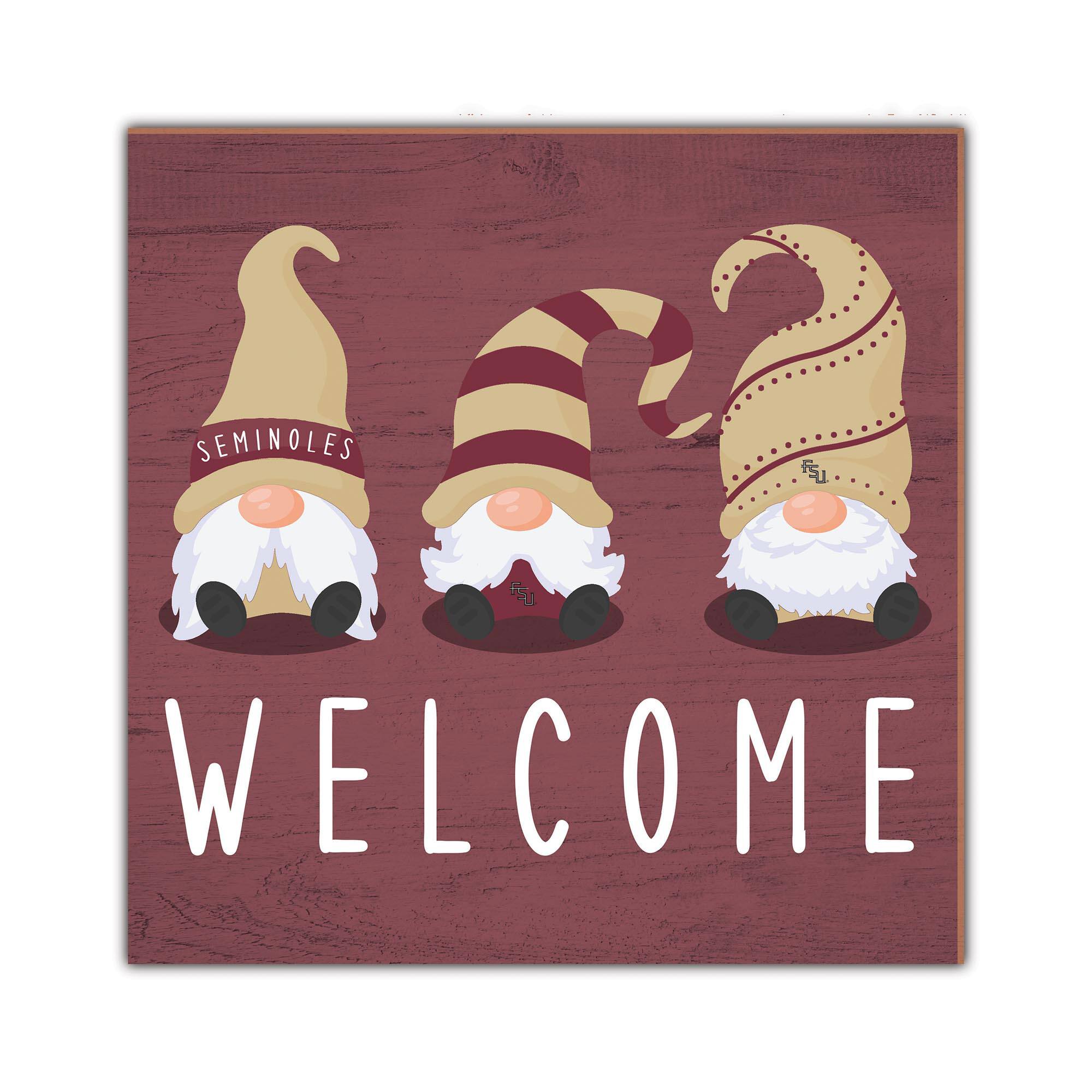 Florida State Seminoles 10'' x 10'' Welcome Gnomes Sign