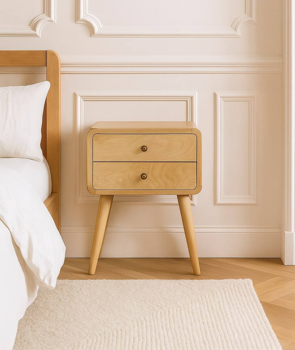 Alt View 6. Artisan Furniture - Artisan Furniture Solid Wood Curved Oak-ish nightstand - Oak.