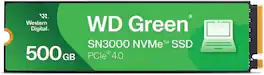 Western Digital - 500GB WD Green SN3000 NVMe Internal SSD - Gen4 PCIe, M.2 2280, Up to 5,000 MB/s - WDS500G4G0E