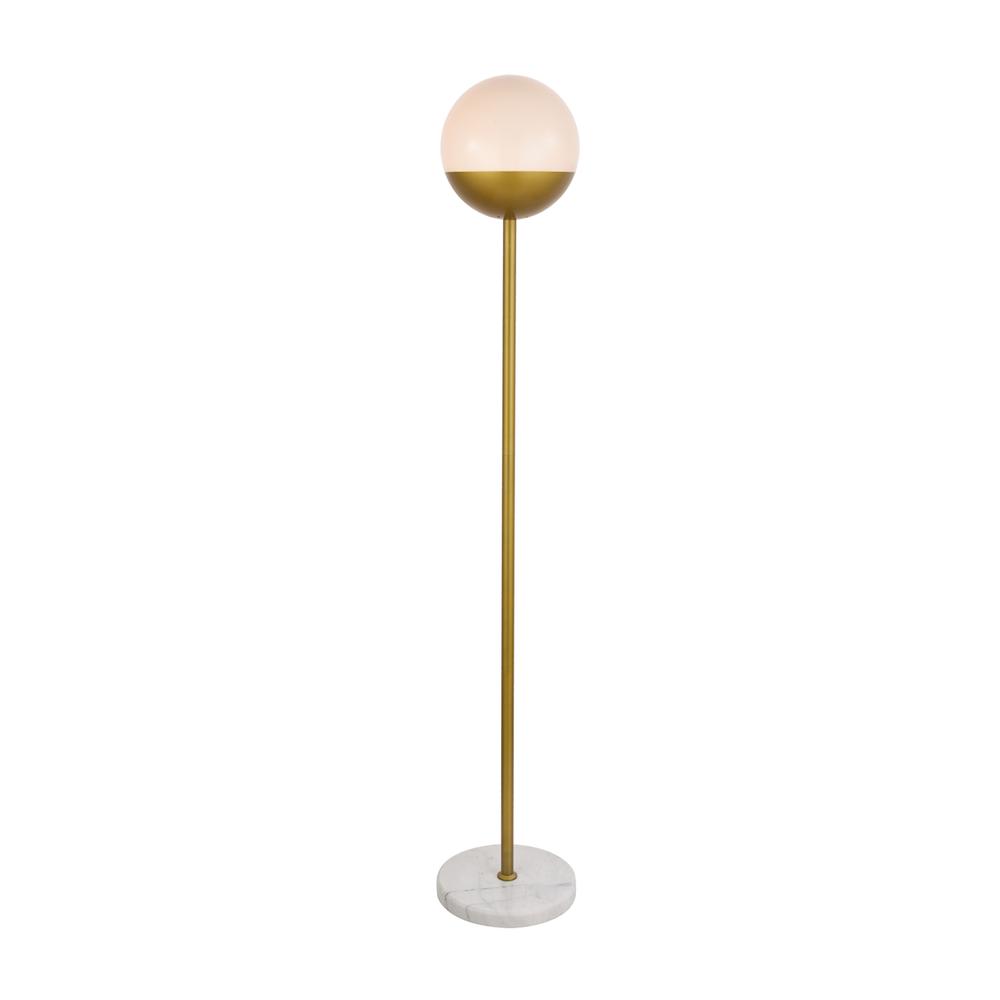 Alt View 1. Living District - Eclipse 1 Light Brass Floor Lamp With Frosted White Glass - Brass And Frosted White.