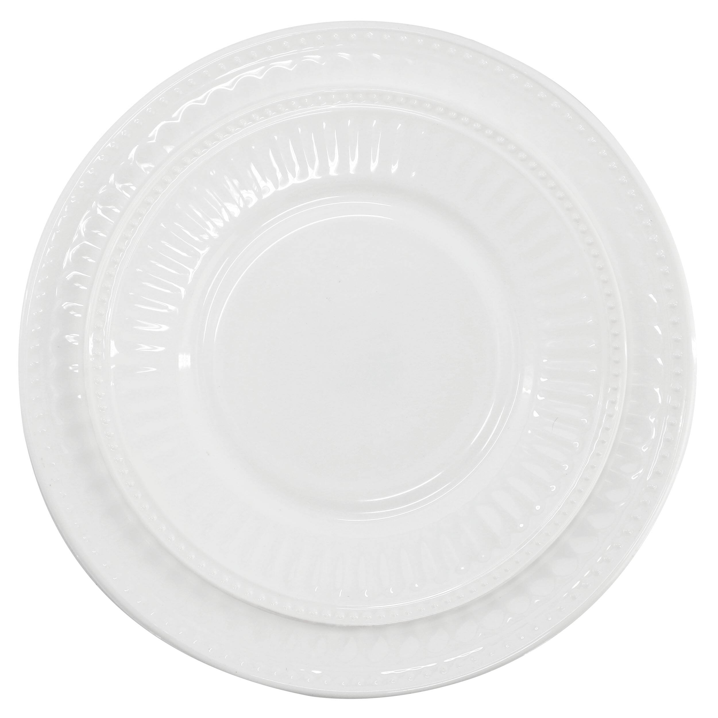 Alt View 3. Gibson - Ultra by Gibson Swanton Arch 12 Piece Break Resistant Opal Glass Dinnerware Set in White - White.