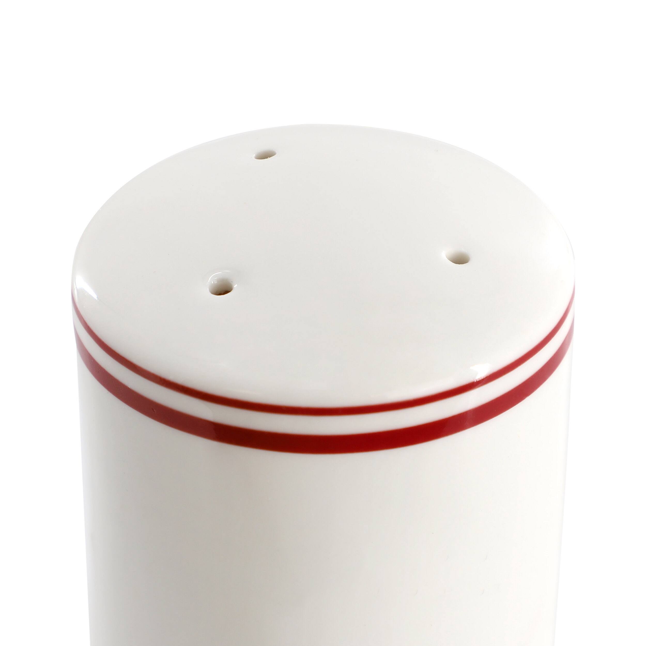 Alt View 2. Sur La Table - Sur La Table Ceramic Salt and Pepper Shaker in White with Red Band - White.