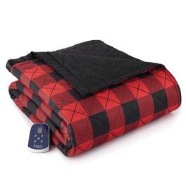 Shavel Home Products - Shavel 100% Polyester Luxury Micro Flannel 7 Layers of Warmth Buffalo Check Electric Blanket Twin - Red