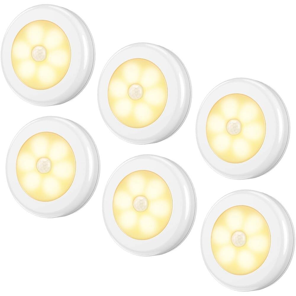 ACJPR - Upgraded 3.15” Motion Sensor Light Indoor, Cordless Battery-Powered Stick-On LED Night Lights, 6 Pack