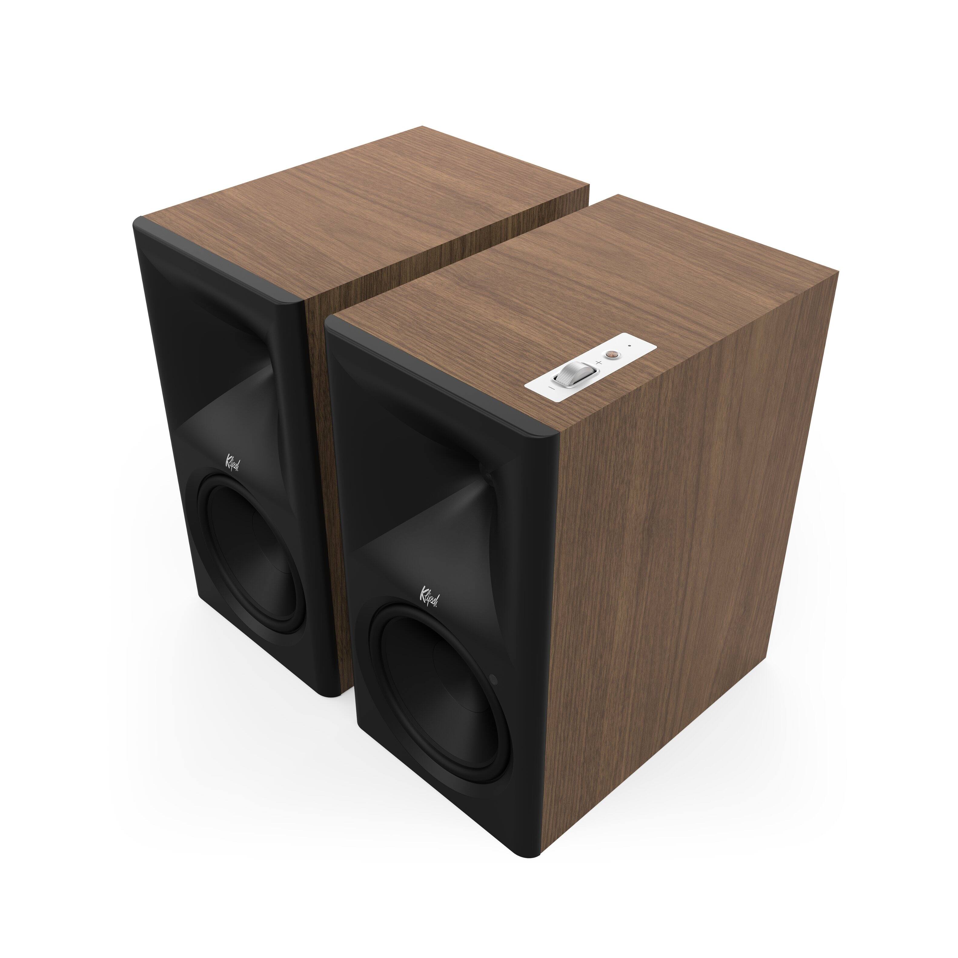 Left. Klipsch - The Nines II Powered Bookshelf Speakers (Pair) - Walnut.