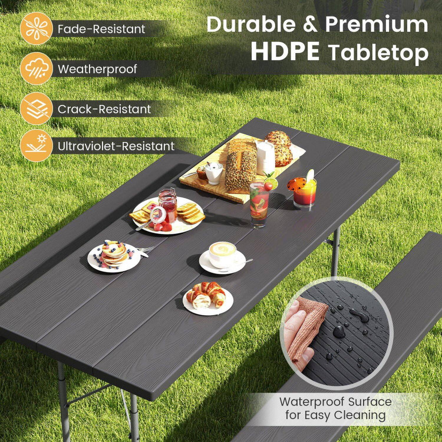 Fade-Resistant  
Weatherproof  
Crack-Resistant  
Ultraviolet-Resistant  

Durable & Premium HDPE Tabletop  

Waterproof Surface for Easy Cleaning