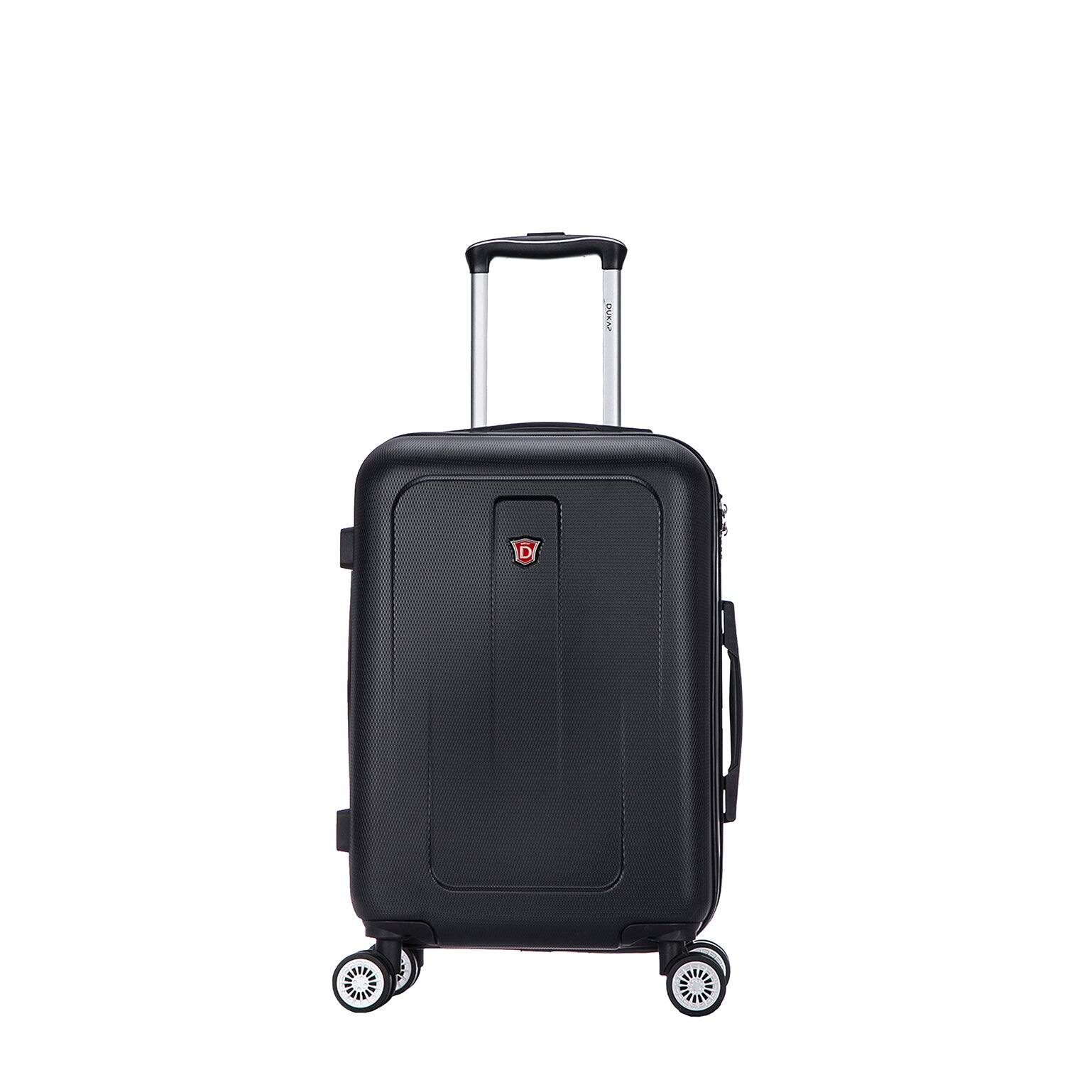 Angle. DUKAP - Crypto Lightweight Hardside Spinner Luggage 20" carry-on - BLACK.