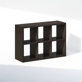 Furinno - Cubic Open Back Multipurpose Clothing & Closet Storage Organizer Shelf, 6-Cube - Dark Oak