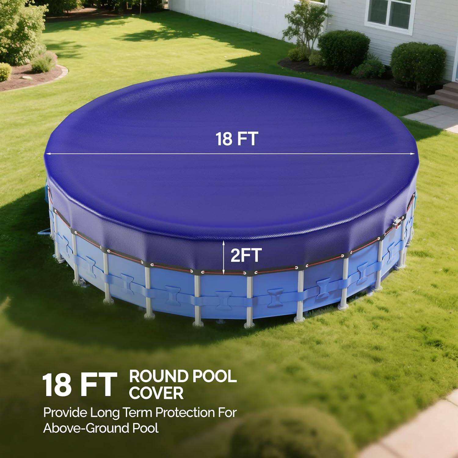 18 FT 2FT ROUND POOL COVER Provide Long Term Protection For Above-Ground Pool
