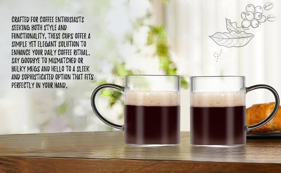 Crafted for coffee enthusiasts seeking both style and functionality, these cups offer a simple yet elegant solution to enhance your daily coffee ritual. Say goodbye to mismatched or bulky mugs and hello to a sleek and sophisticated option that fits perfectly in your hand.