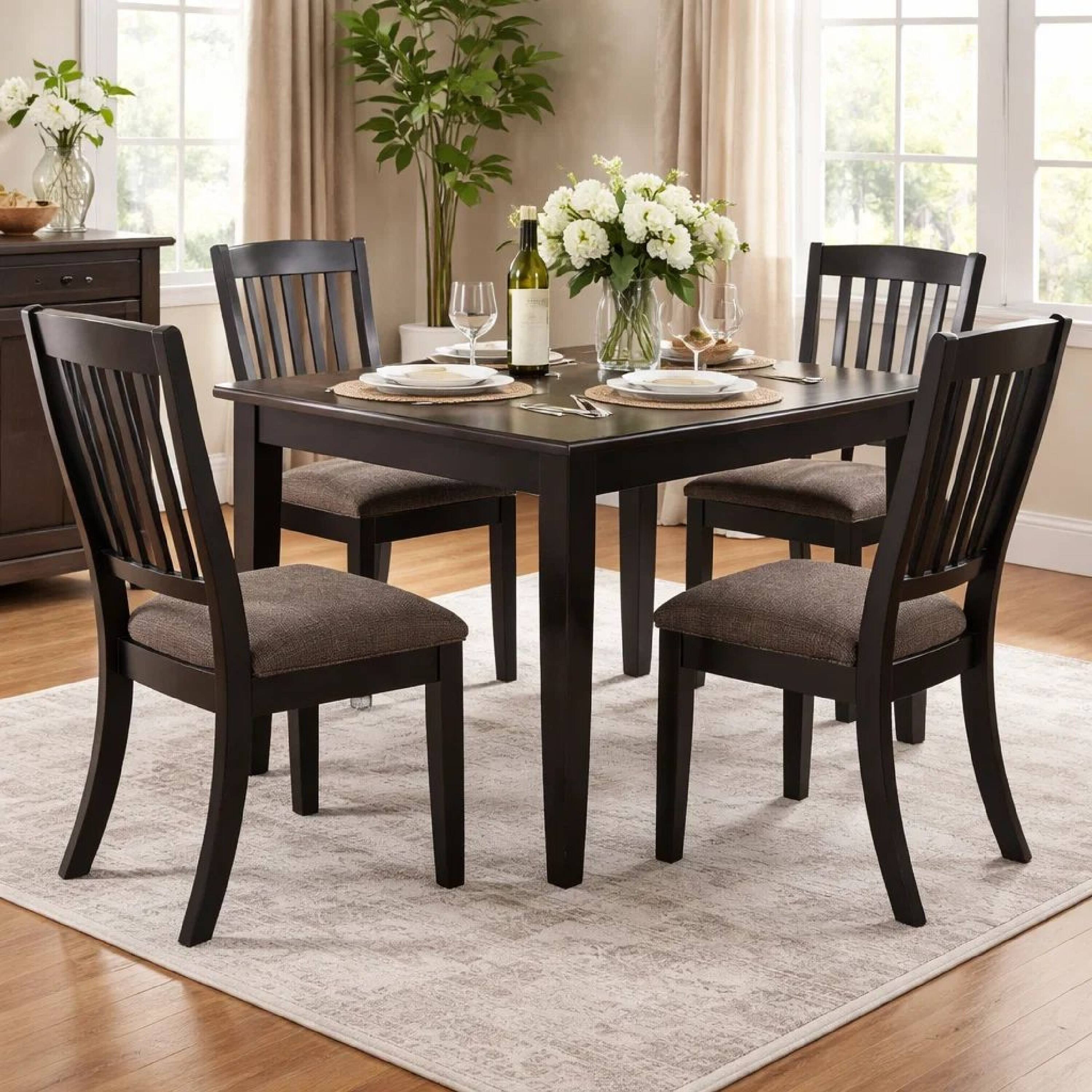 Alt View 7. Manhattan Lane - 23 Inch Wood Dining Chair, Set of 2, Slatted Back, Cushioned Seat - Gray, Black.