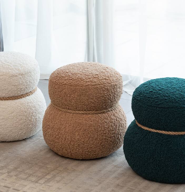 Alt View 1. GOODSILO - Adorable Plush Snowman Stool with Soft Cushion - Compact Seating Solution for Home Decor and Play Areas - Light Brown.