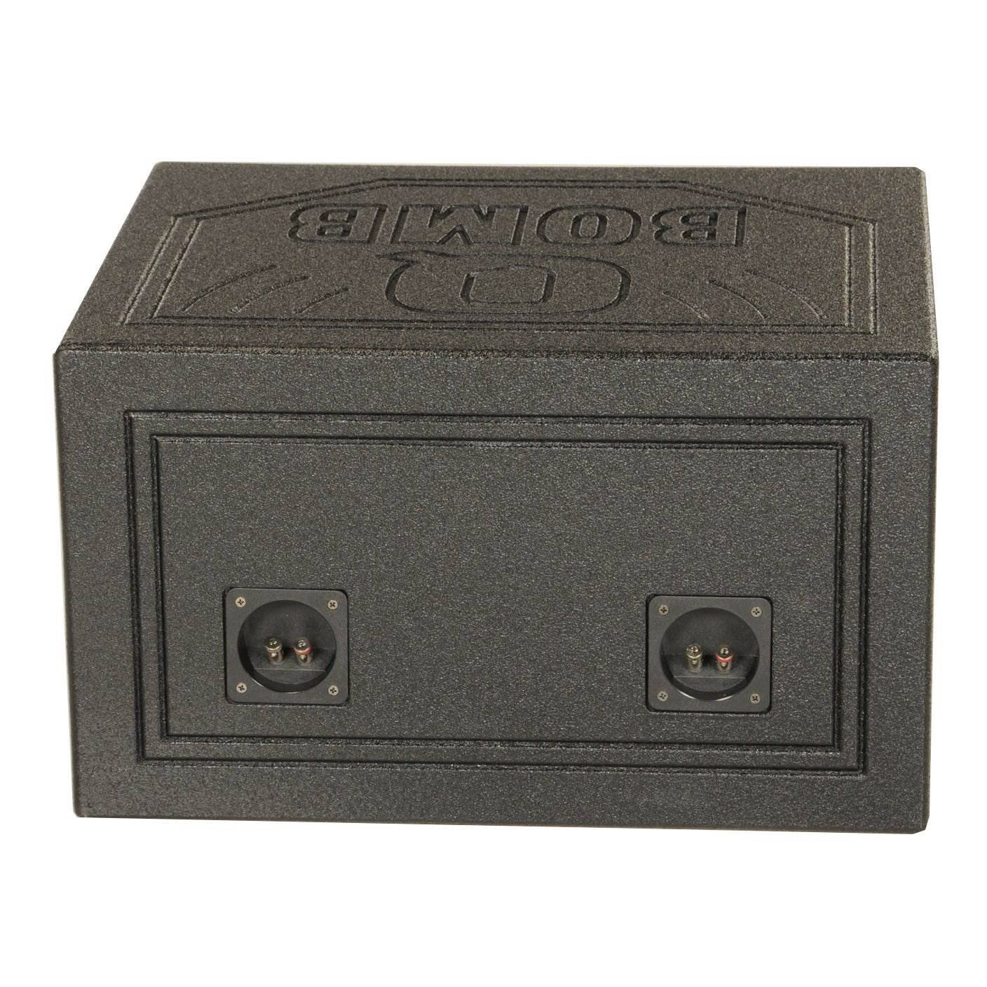 Alt View 2. QPower - QPower QBOMB10TB Dual 10 Inch Triangle Ported Subwoofer Box w/ Bedliner Spray - Charcoal Black.