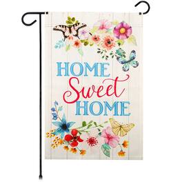 G128 - Home Sweet Home Butterflies Garden Flag 12 x 18 in Double-Sided Spring Lawn Decor - Multicolor