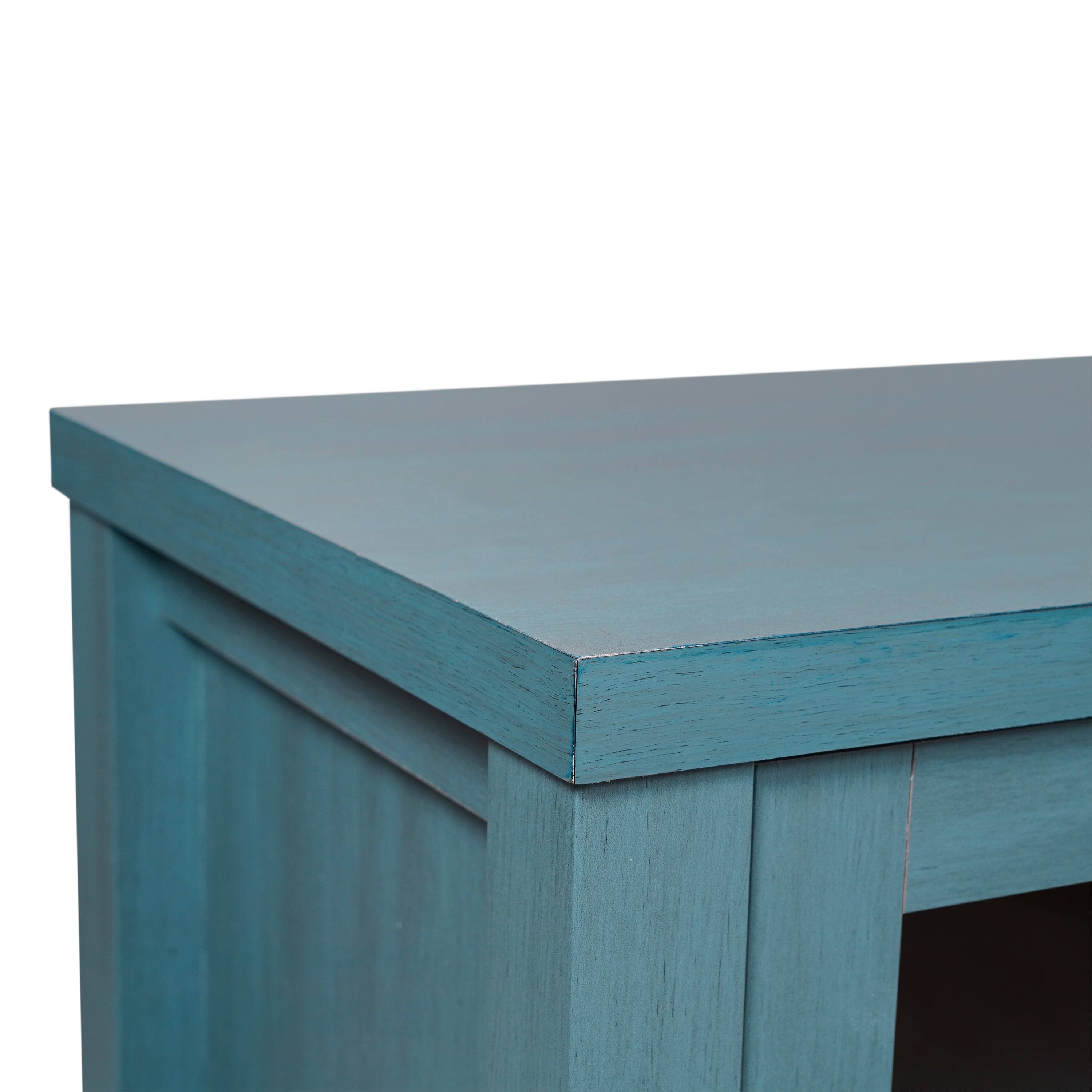 Alt View 10. Emma + Oliver - Engineered Wood Buffet Cabinet w/ Storage, 2 Drawers, 2 Glass Doors - Teal.