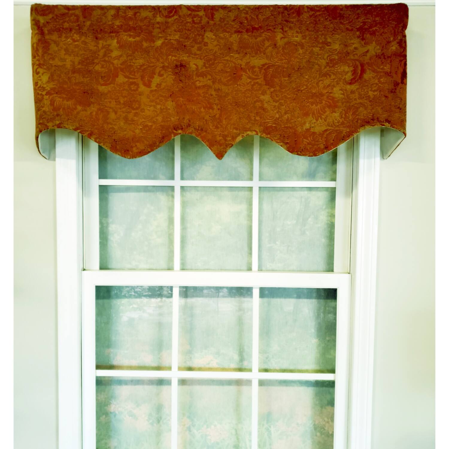 Angle. RLF Home - RLF Home 3" Rod Pocket High Quality Fabric Nazareth Regal Valance for Windows 50" x 17" Garnet - Garnet.