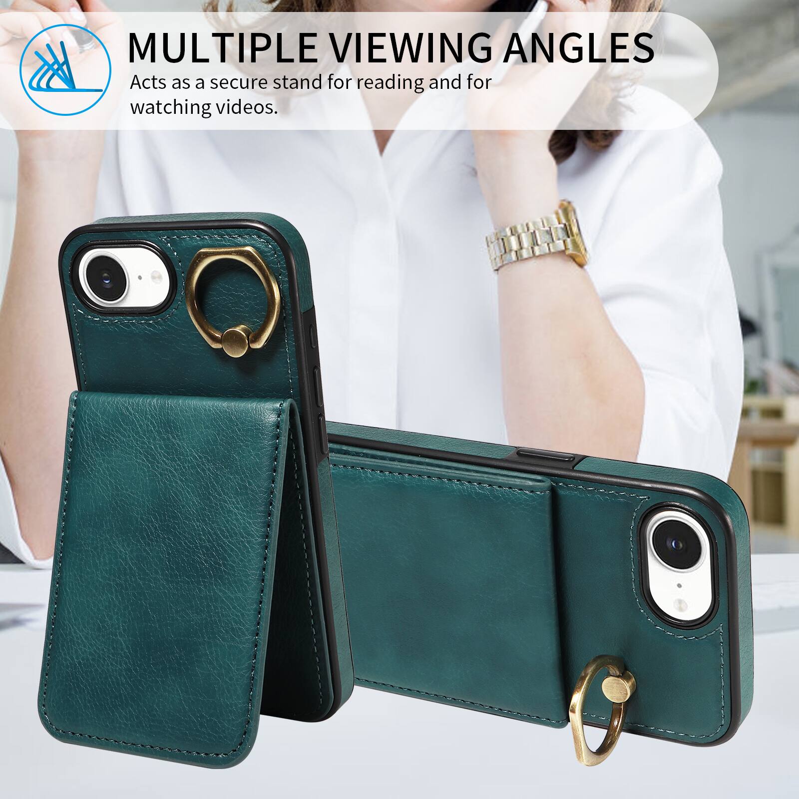 MULTIPLE VIEWING ANGLES  
Acts as a secure stand for reading and for watching videos.