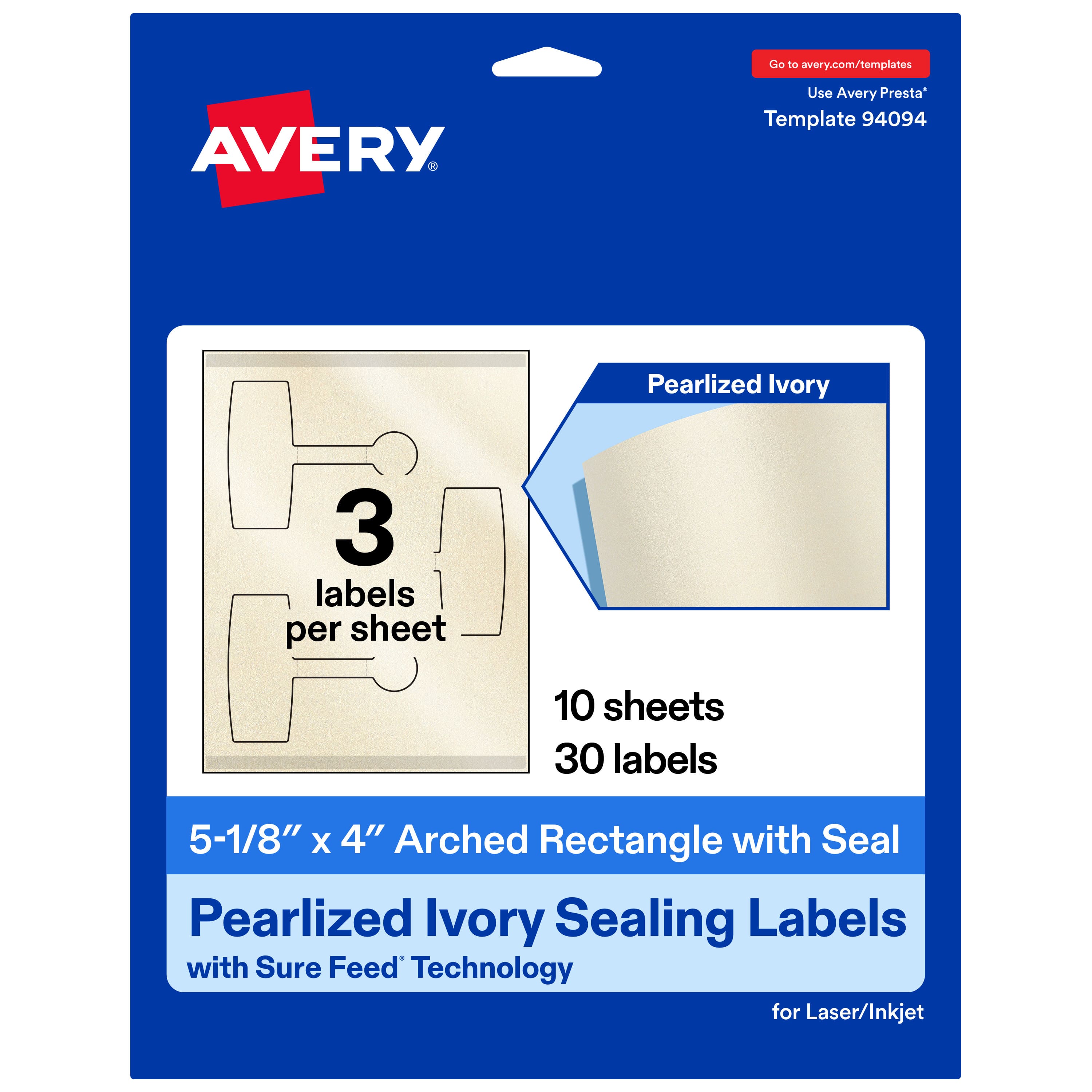 "Avery - Avery® Sealing Labels, 5-1/8"" x 4"", Pearlized Ivory, 30 Total" price history on PriceWatchPro