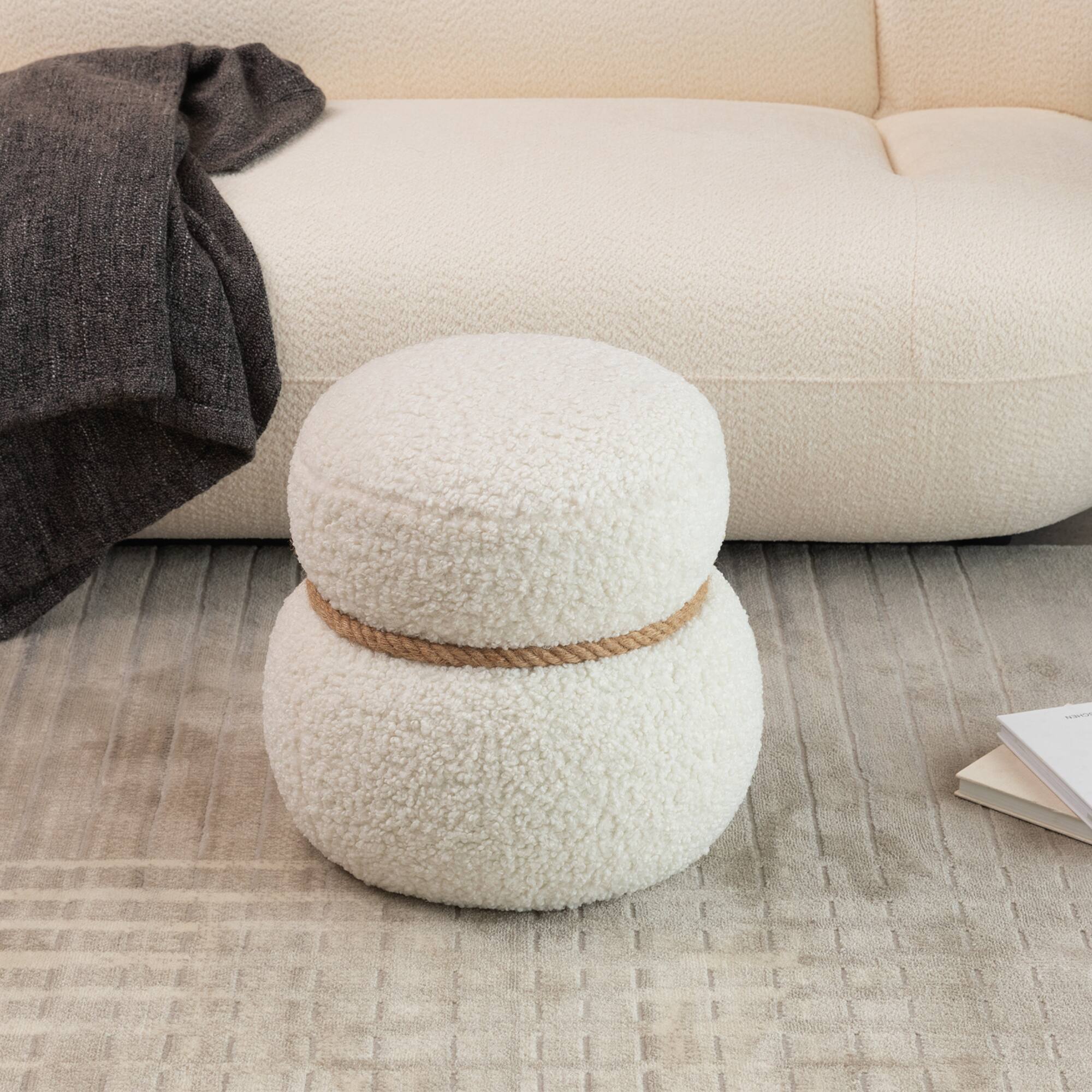 Alt View 2. GOODSILO - Adorable Plush Snowman Stool with Soft Cushion - Compact Seating Solution for Home Decor and Play Areas - White.