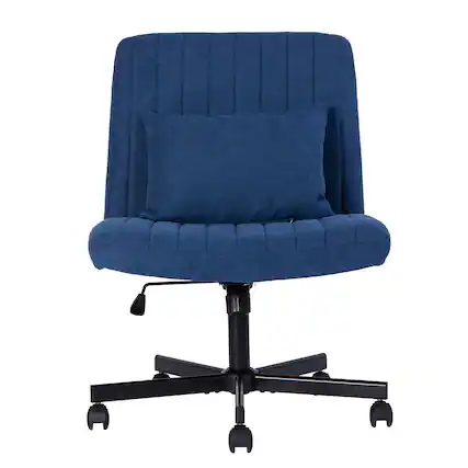 Front. APRILSOUL - Modern Linen Blue Criss Cross Office Chair - Blue.