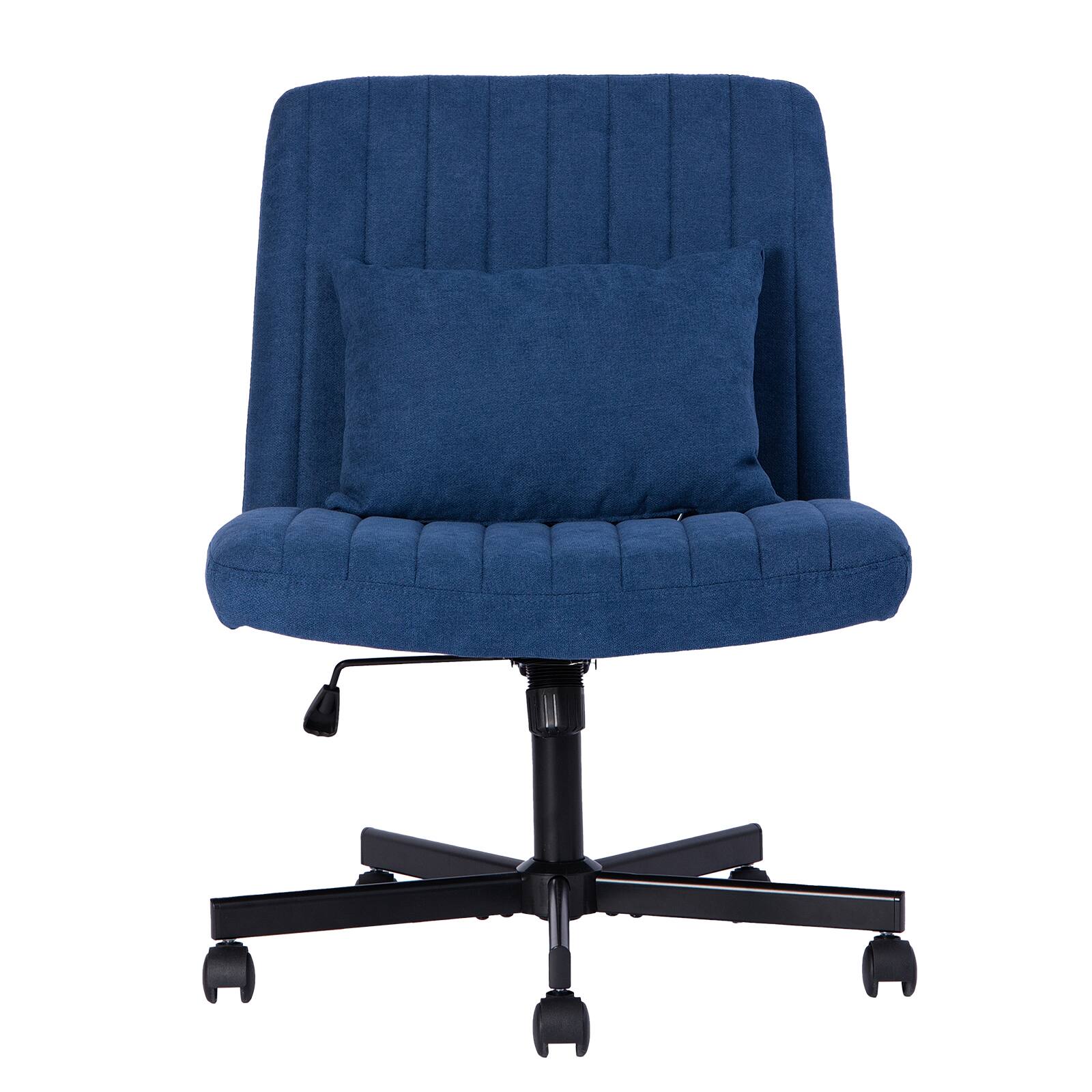 Front. APRILSOUL - Modern Linen Blue Criss Cross Office Chair - Blue.