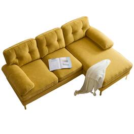 Boyel Living - 82.6 inch Modern Sectional Sofas Couches Velvet L-Shaped Couches for Living Room Bedroom in Yellow - Yellow