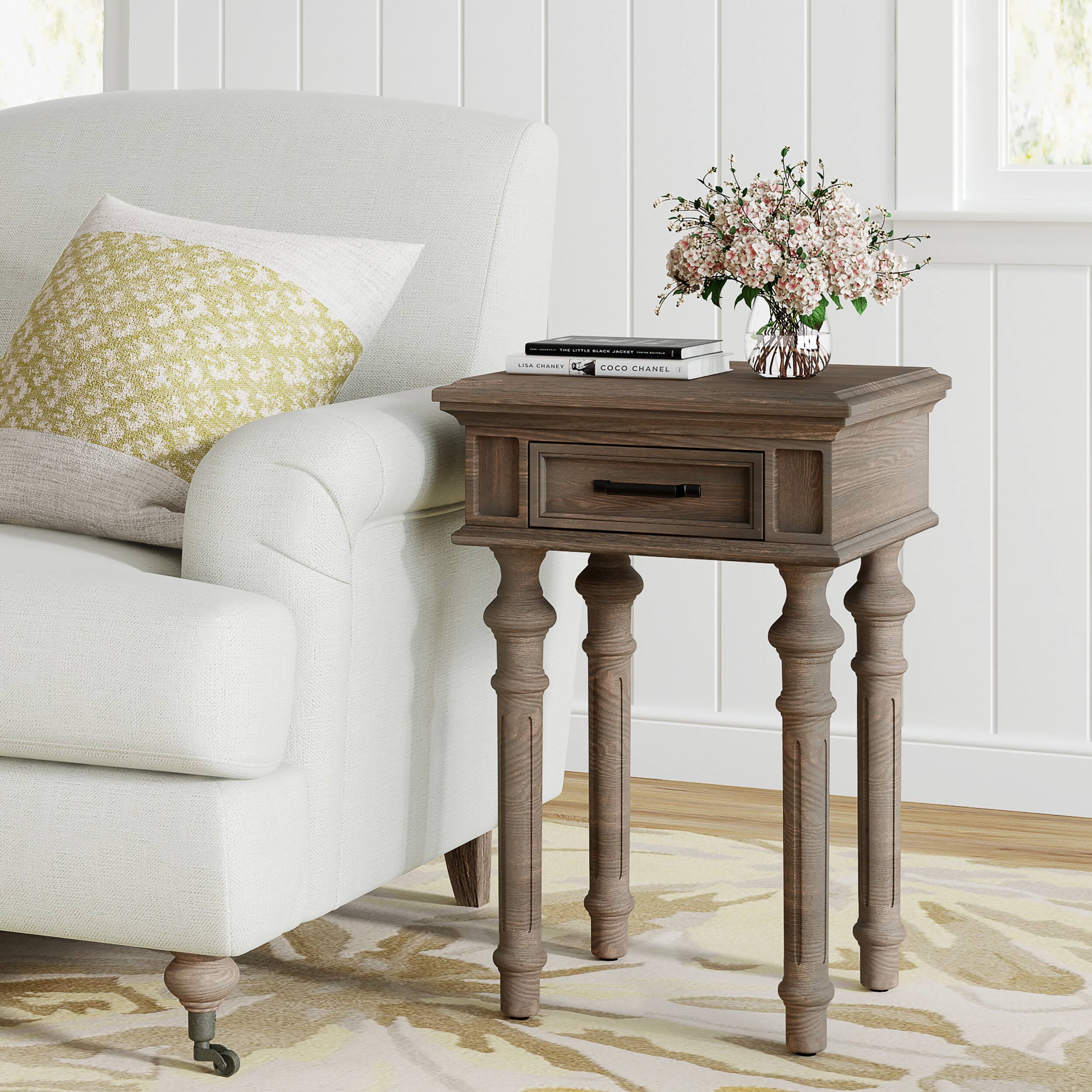 Angle. Finch - Cassatt 1 Drawer Side Table - Gray.