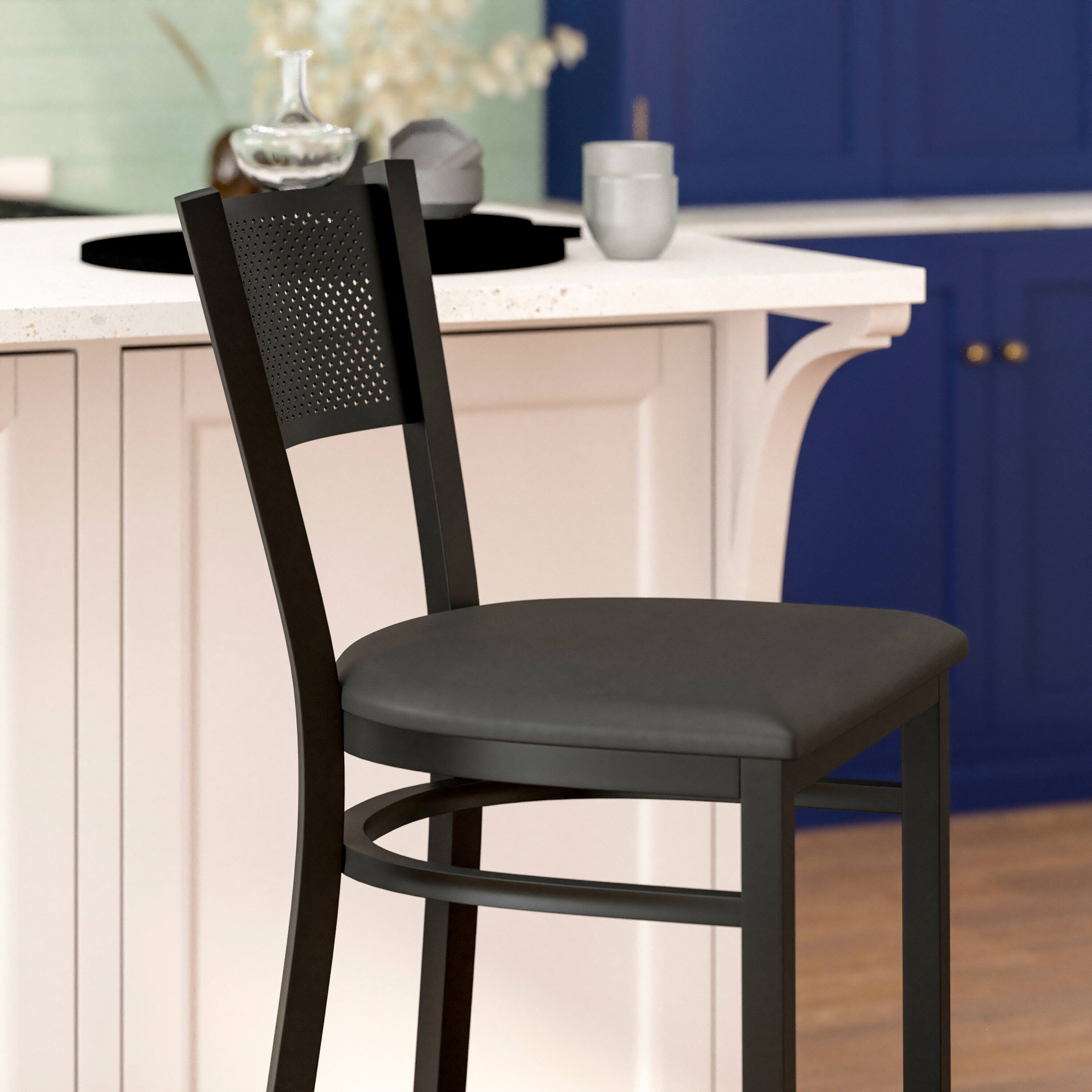 Alt View 3. Flash Furniture - HERCULES Series Black Grid Back Metal Restaurant Barstool - Black Vinyl Seat - Black.