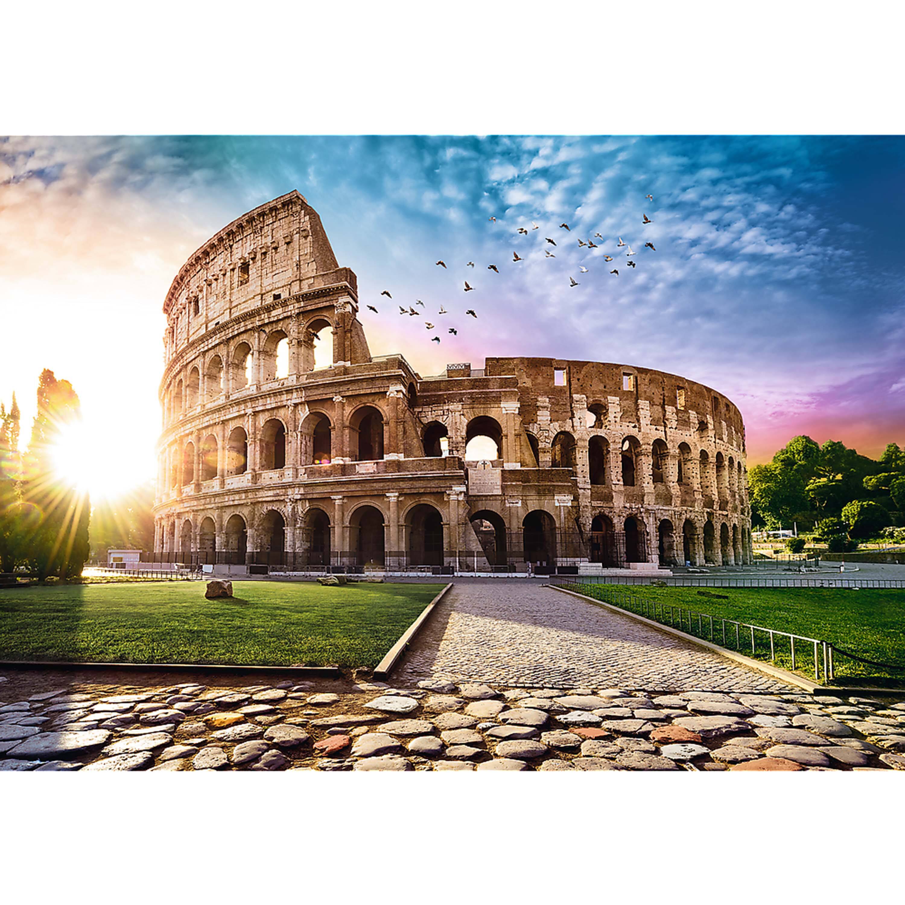 Alt View 1. Trefl - Trefl Red 1000 Piece Puzzle - Sun-drenched Colosseum.