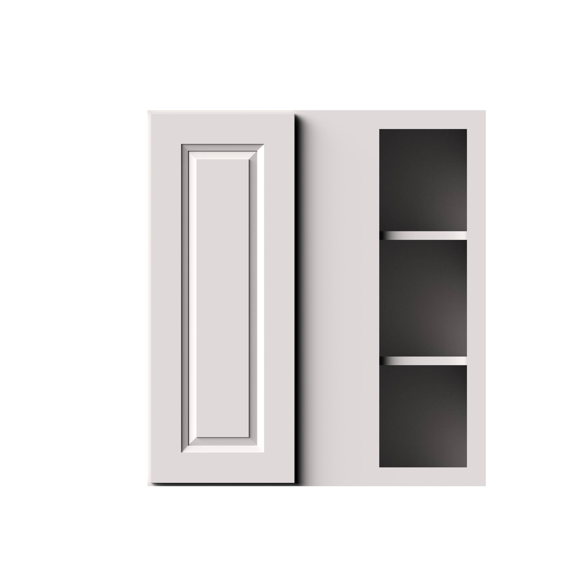 Alt View 1. Boyel Living - 27-in W x 30-in H x 12-in D Shaker Corner Kitchen Wall Cabinet with Soft-Close Door - Glacier White.
