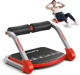 MERACH - Ab Crunch Machine Automatic Rebound for Home Gym Adjustable Sit Up Exercise Equipment with 3 Resistance Levels - Red