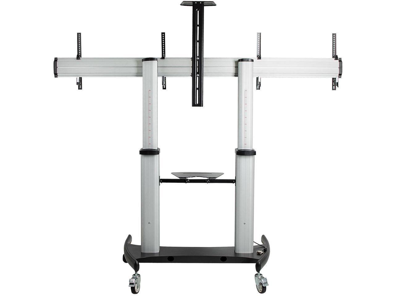 Alt View 4. StarTech.com - StarTech 37-60" 110lbs Each Dual TV Height Adjustable Wheeled Cart STNDMTVDUO - Black.