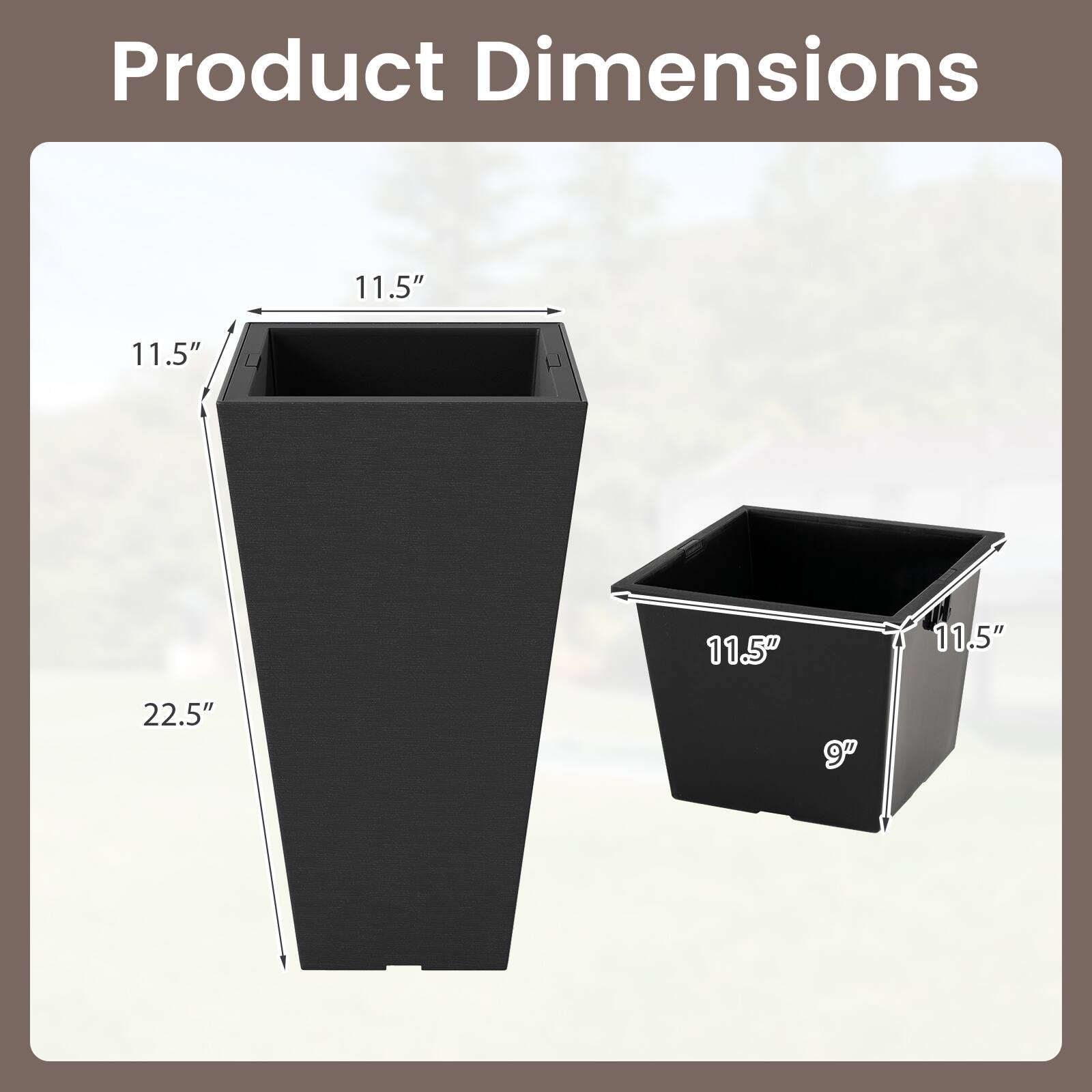 Product Dimensions: 11.5" x 11.5" x 11.5" x 22.5" x 9"