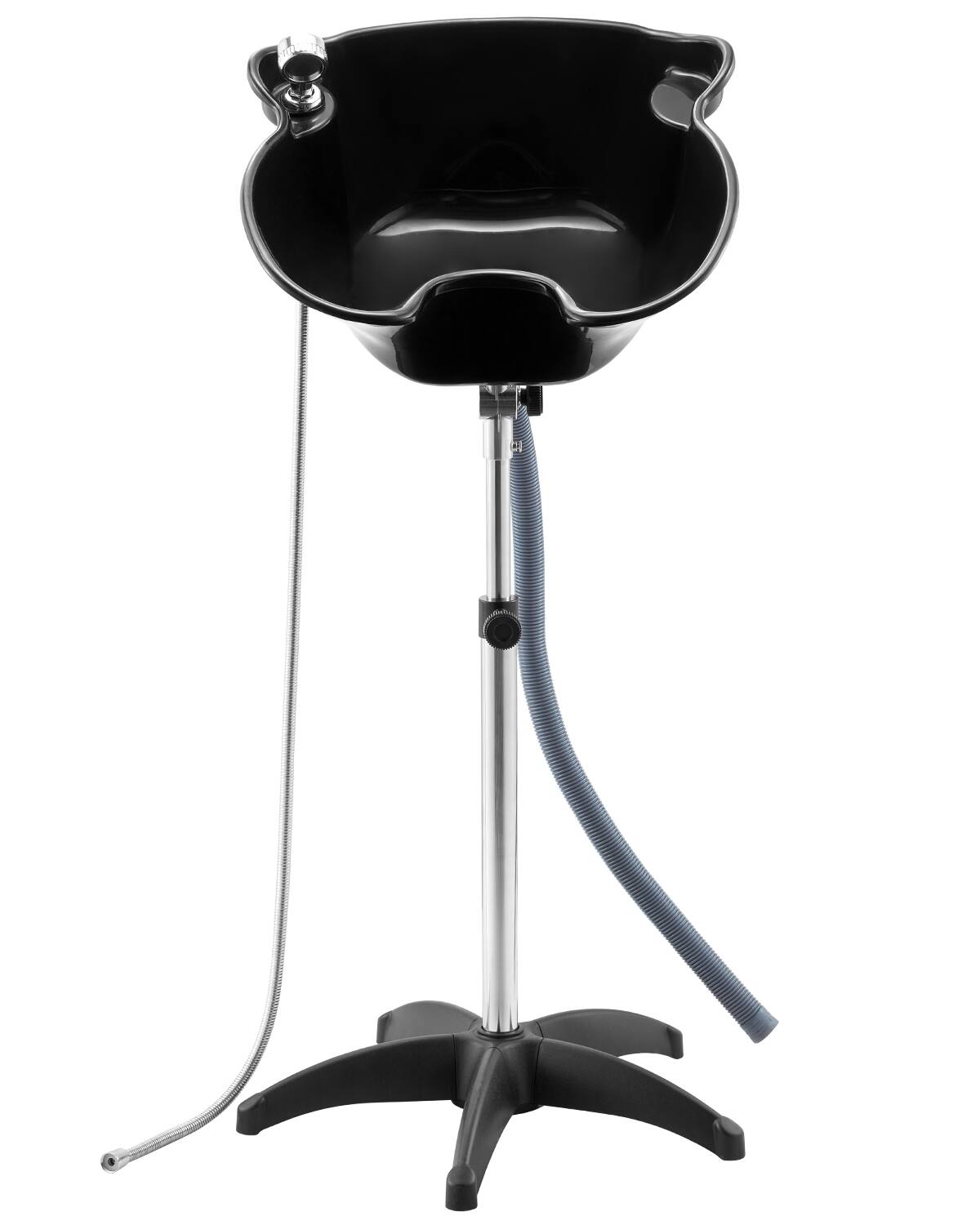 Front. VEVOR - Portable Shampoo Bowl, Deep Shampoo Sink with Adjustable Height & Angle, Includes Drain Hose, Shower Head - Black.