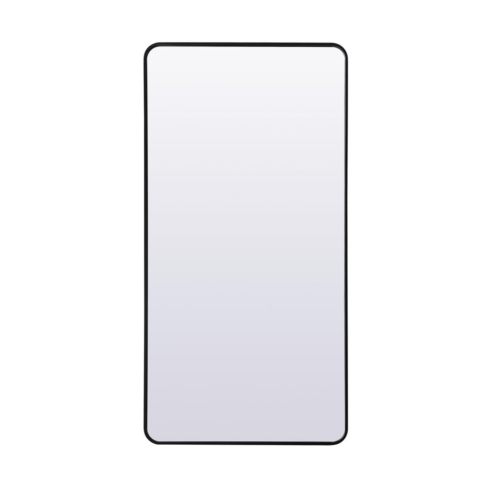 Alt View 7. Elegant Decor - Soft Corner Metal Rectangle Full Length Mirror 30x60 Inch in Black - Black.